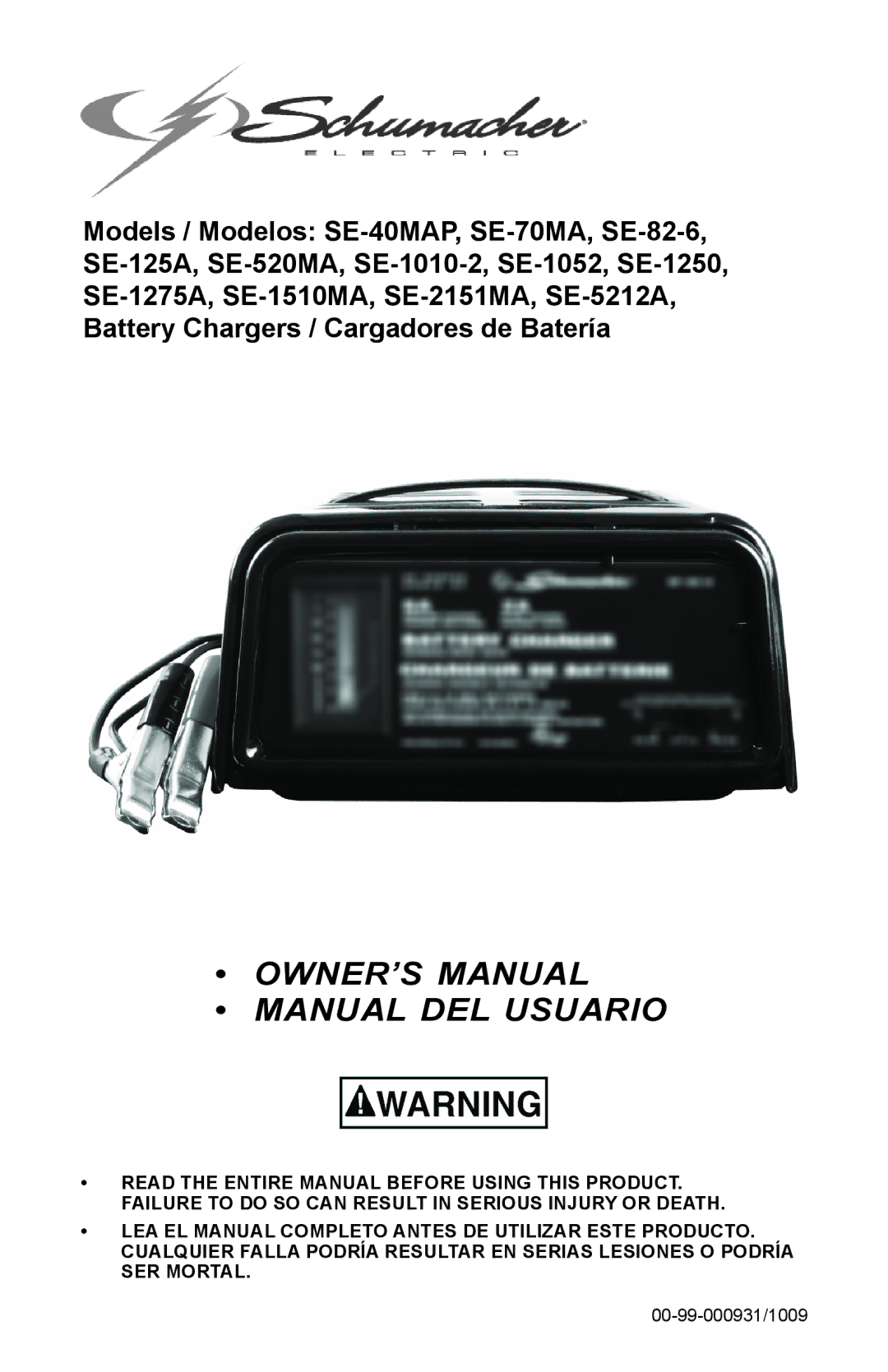 Schumacher SE-1052, SE-1510MA, SE-5212MA owner manual Manual del usuario 