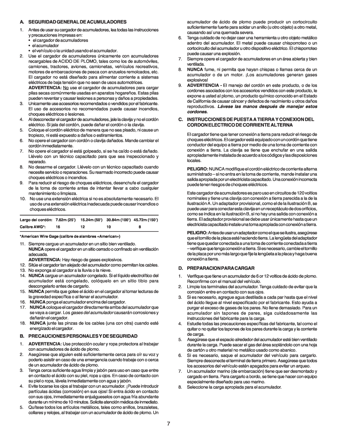 Schumacher SE-4220 owner manual A. Seguridad General De Acumuladores, B. Precauciones Personales Y De Seguridad 