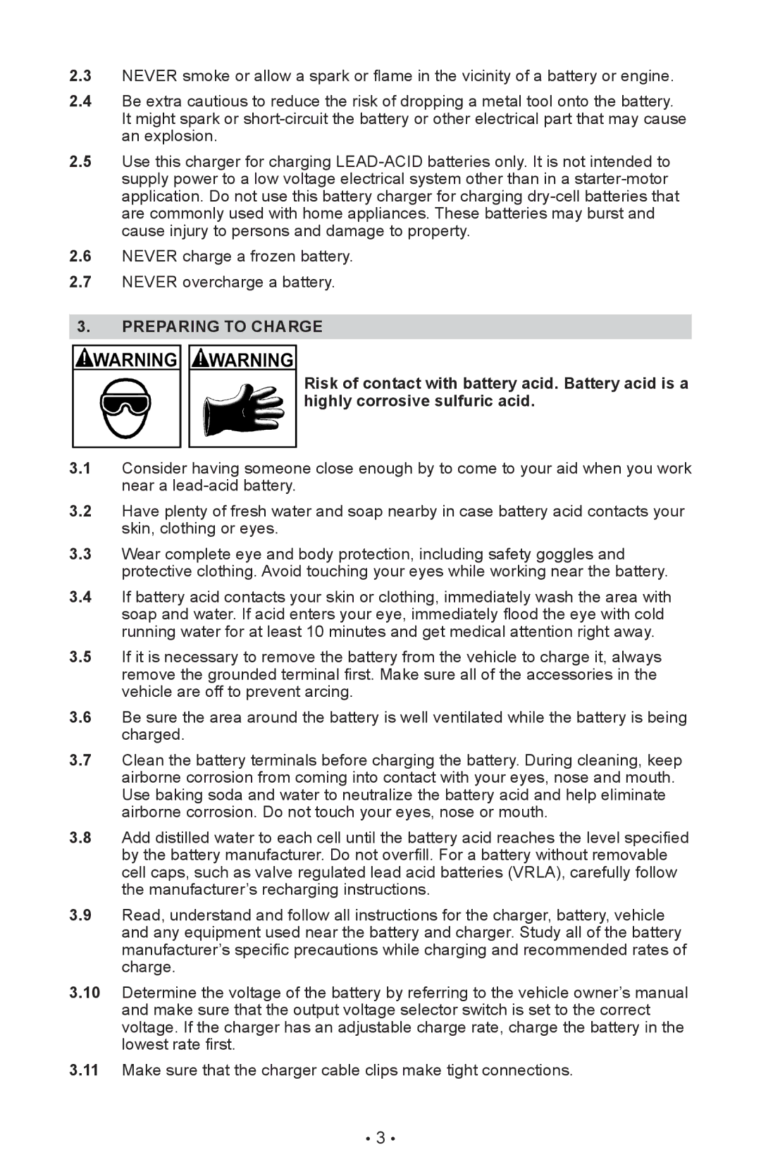 Schumacher SE-4225 owner manual Preparing to Charge 