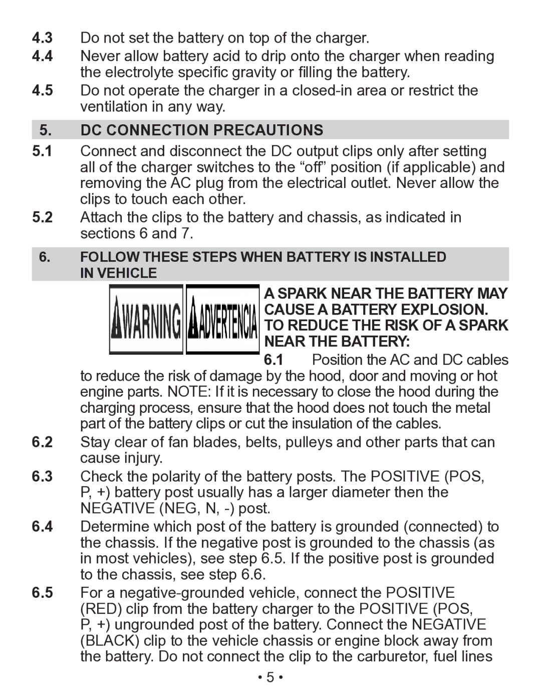 Schumacher SEM-1562A owner manual DC Connection Precautions 