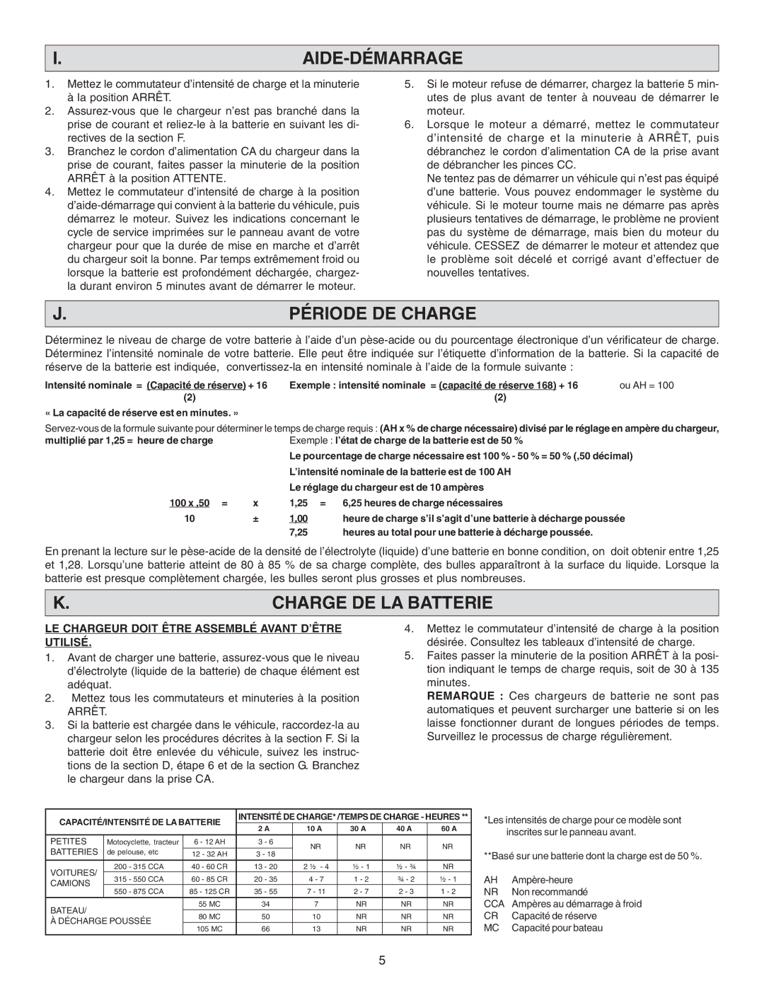 Schumacher SF-2254 owner manual Aide-Démarrage, Période DE Charge, Charge DE LA Batterie 