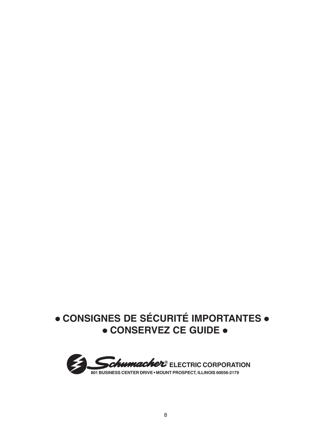 Schumacher SF-51A-PE owner manual Consignes DE Sécurité Importantes Conservez CE Guide 