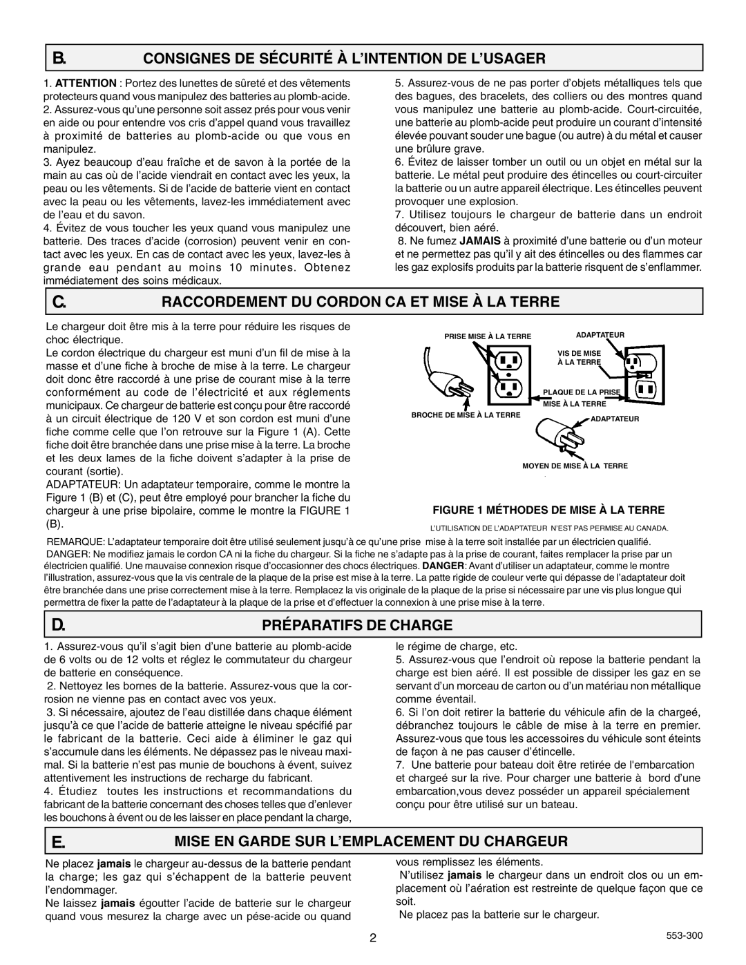 Schumacher SF 4022, SF 6030 Consignes DE Sécurité À L’INTENTION DE L’USAGER, Raccordement DU Cordon CA ET Mise À LA Terre 