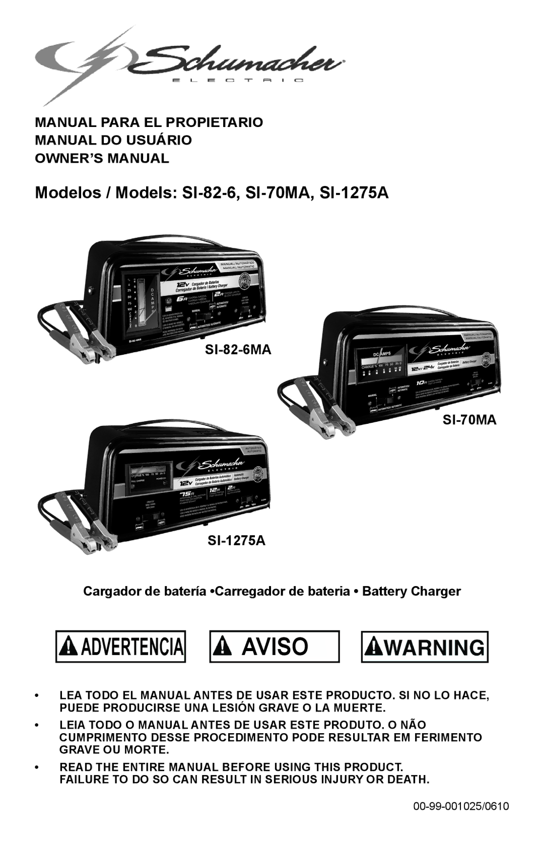 Schumacher SI-82-6 owner manual Advertencia Aviso 