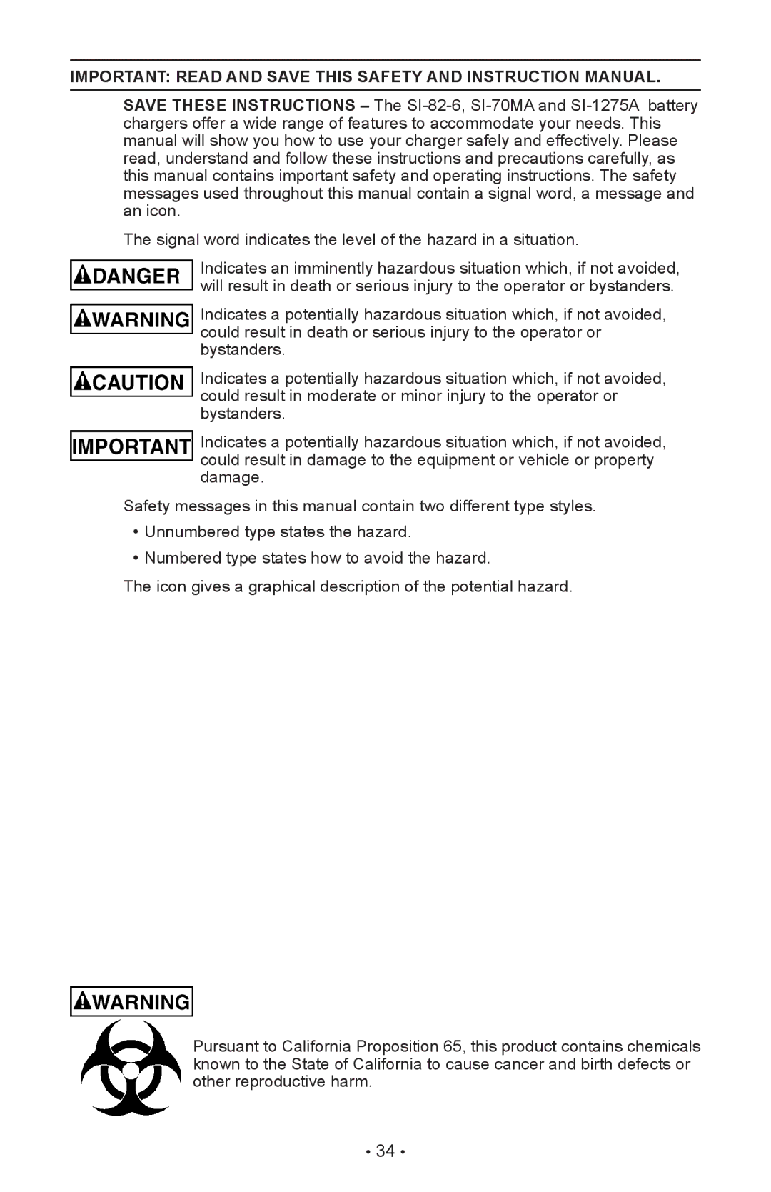 Schumacher SI-82-6 owner manual 