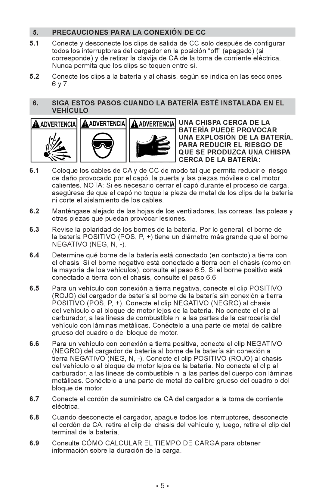 Schumacher SI-82-6 owner manual Precauciones Para LA Conexión DE CC 