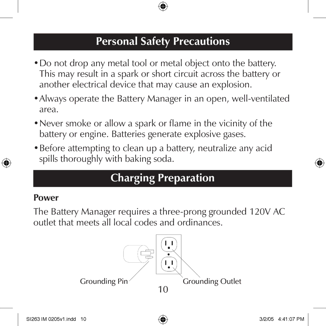 Schumacher SI263 manual Charging Preparation, Power 