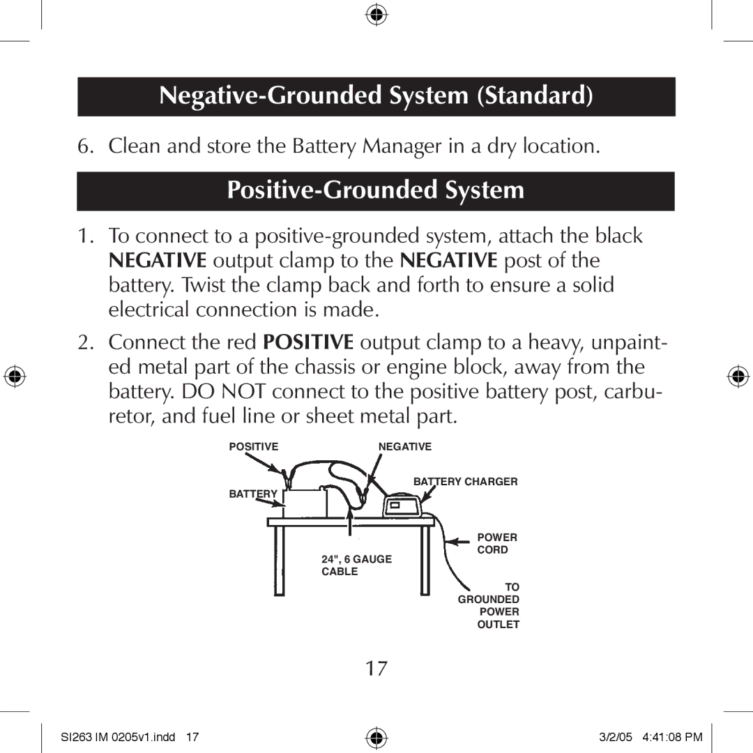 Schumacher SI263 manual Positive-Grounded System 