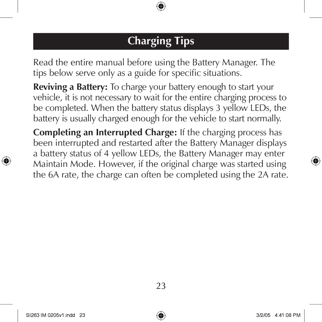 Schumacher SI263 manual Charging Tips 