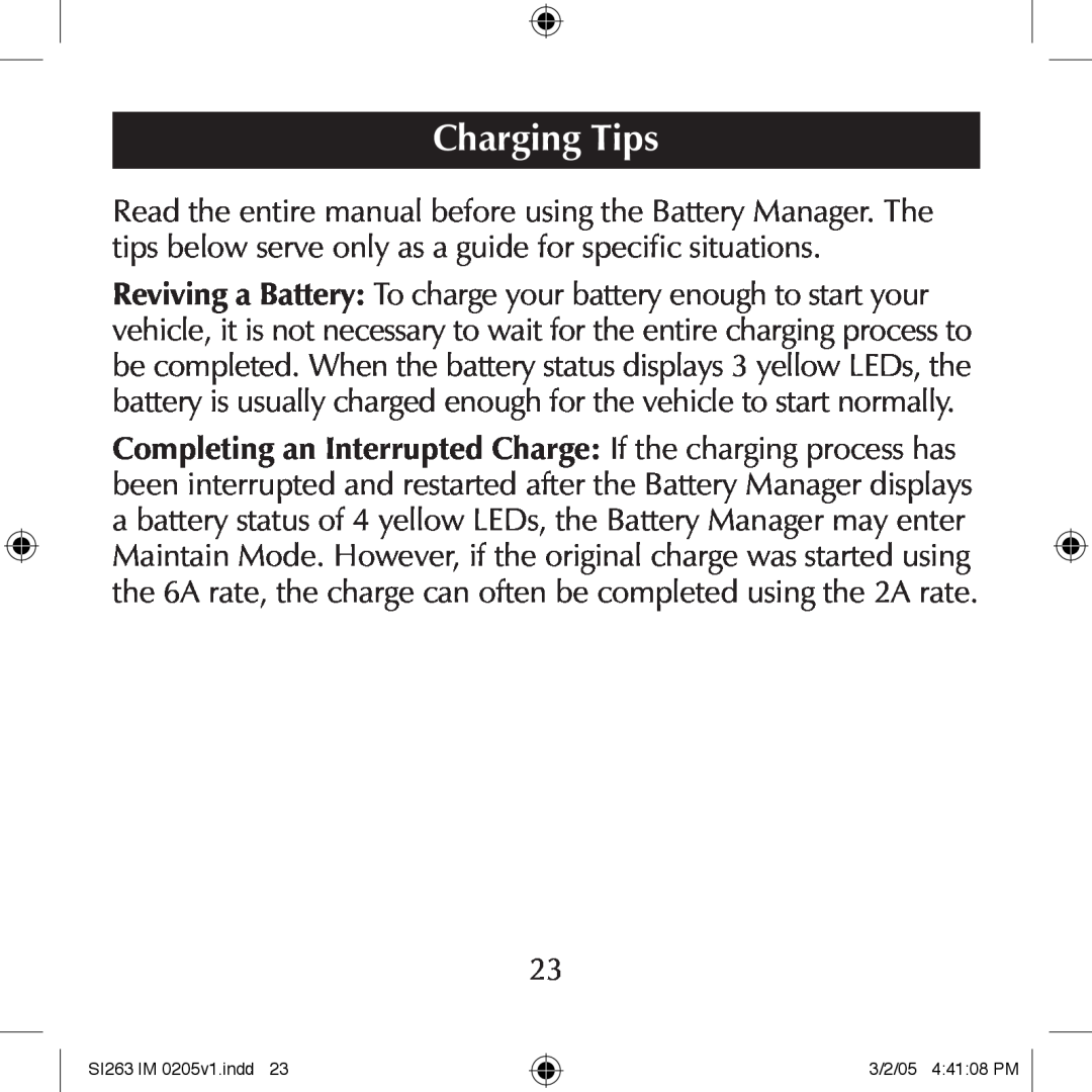 Schumacher SI263 manual Charging Tips 