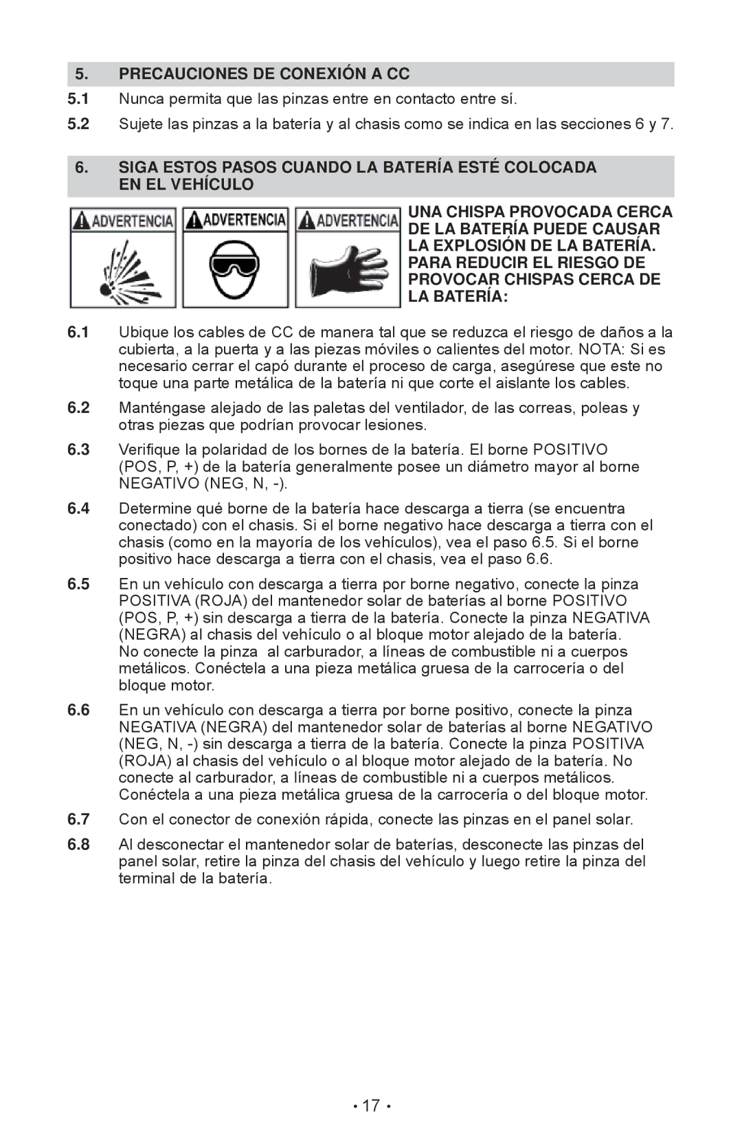 Schumacher SP-200 owner manual Precauciones DE Conexión a CC 