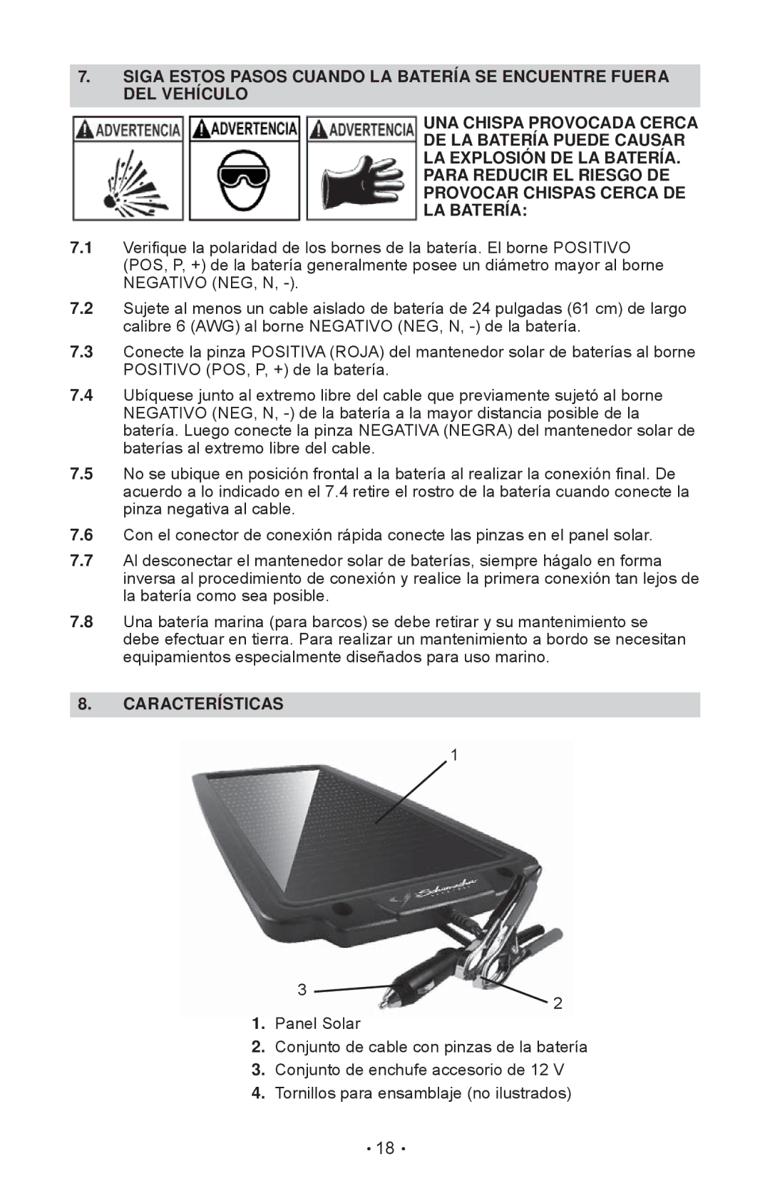 Schumacher SP-200 owner manual Características 