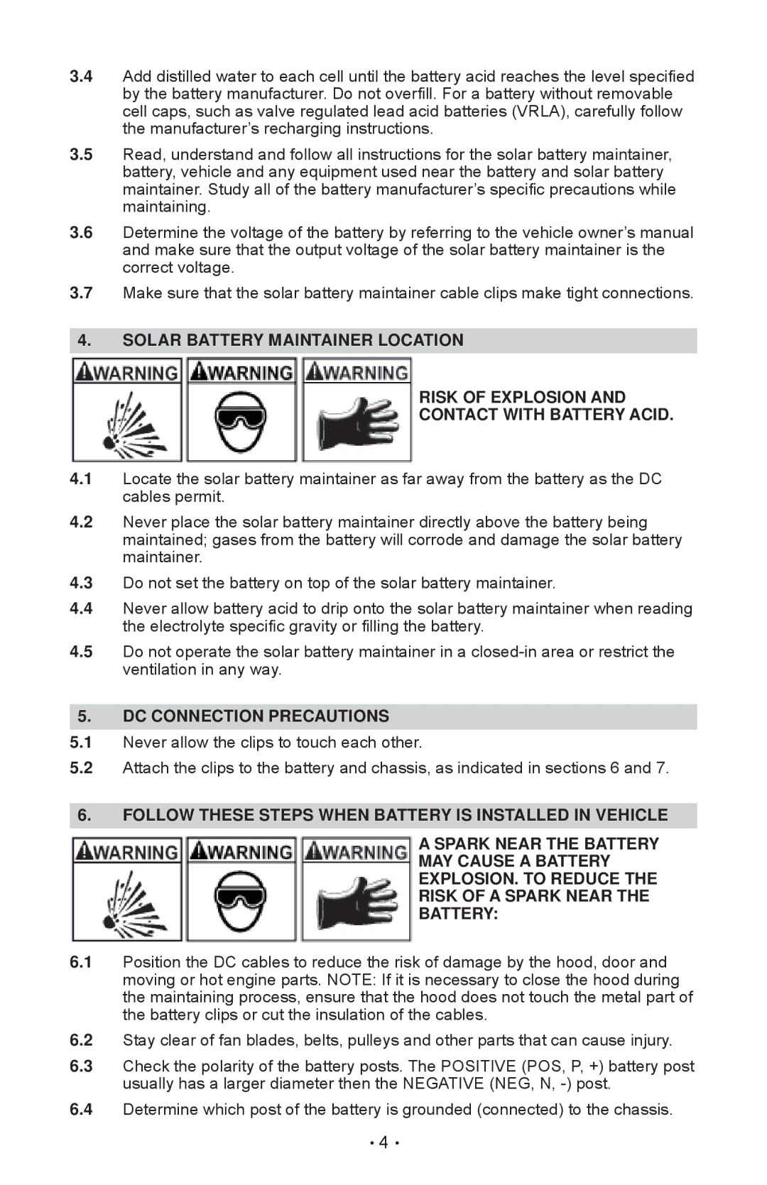 Schumacher SP-200 owner manual DC Connection Precautions 