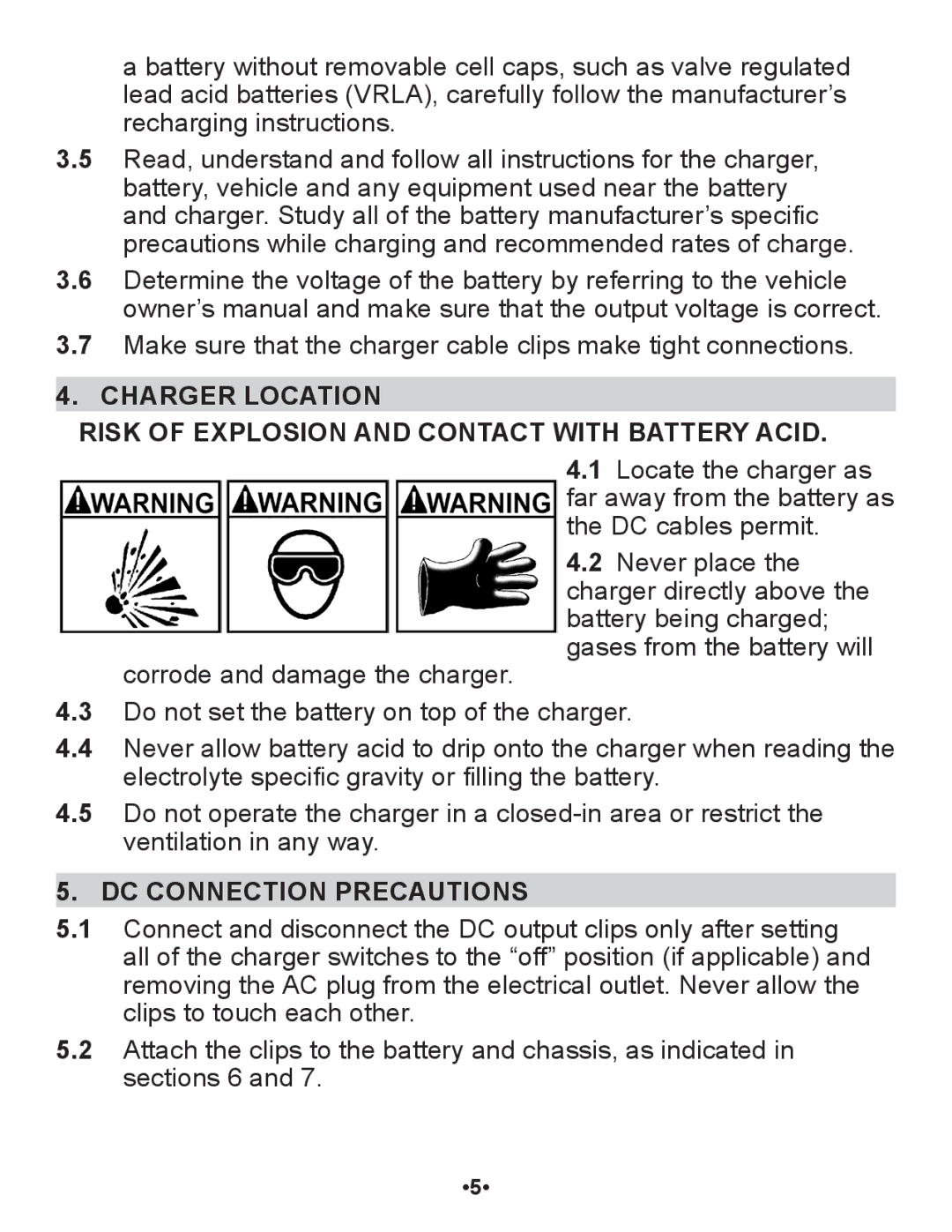 Schumacher SP1 owner manual DC Connection Precautions 