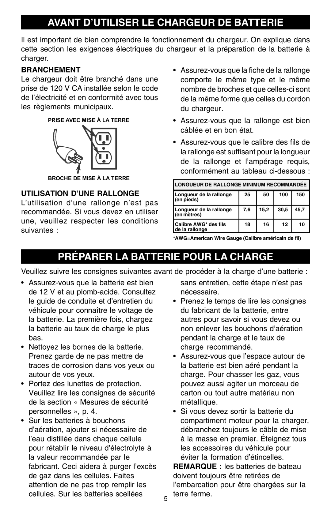 Schumacher SSF-1000A Avant D’UTILISER LE Chargeur DE Batterie, Préparer LA Batterie Pour LA Charge, Branchement 