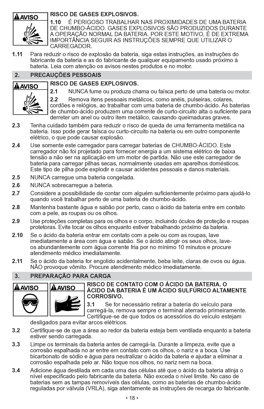 Schumacher SWI-1555A owner manual Precauções Pessoais Risco DE Gases Explosivos 