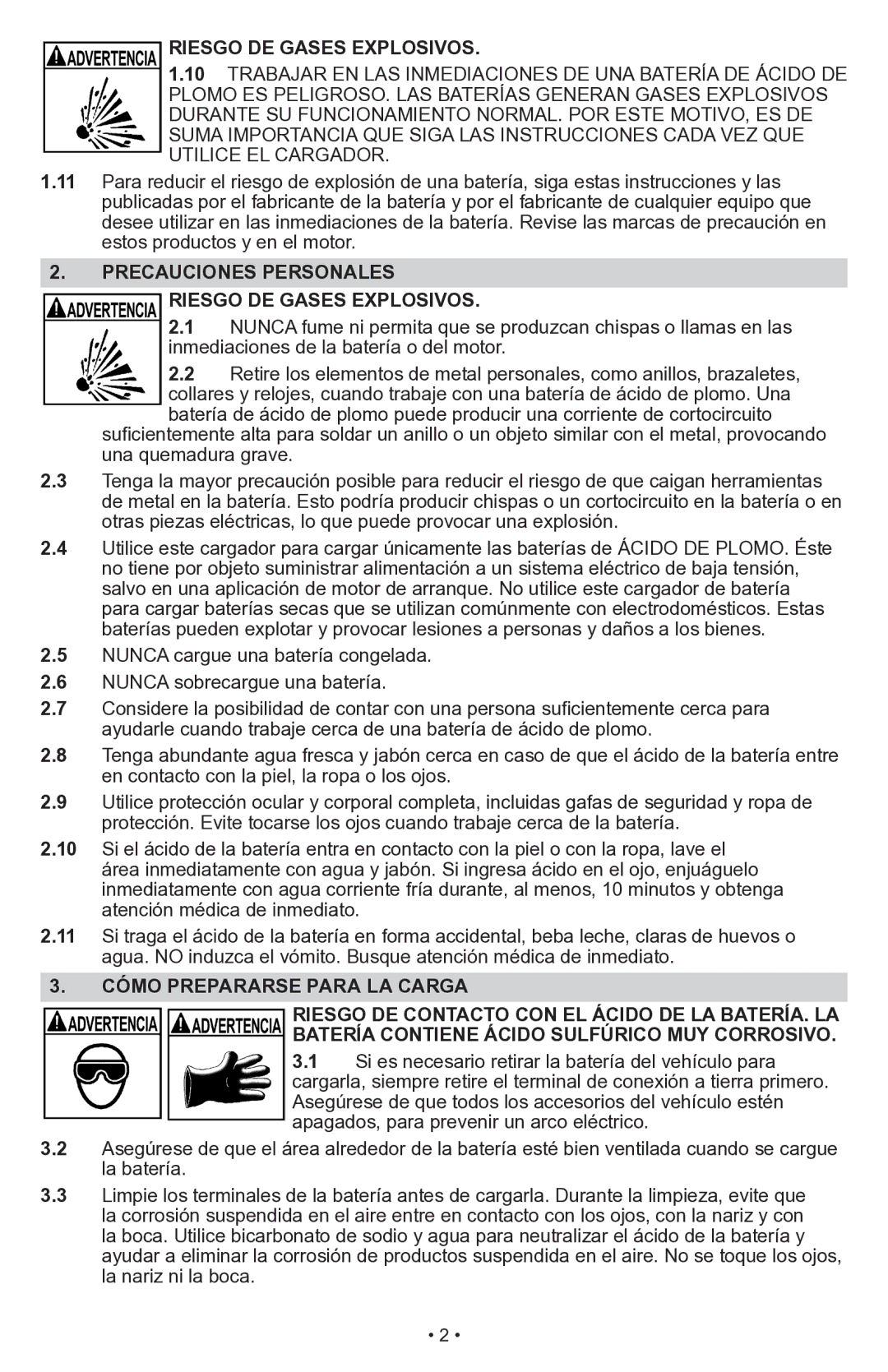 Schumacher SWI-1555A owner manual Precauciones Personales Riesgo DE Gases Explosivos 