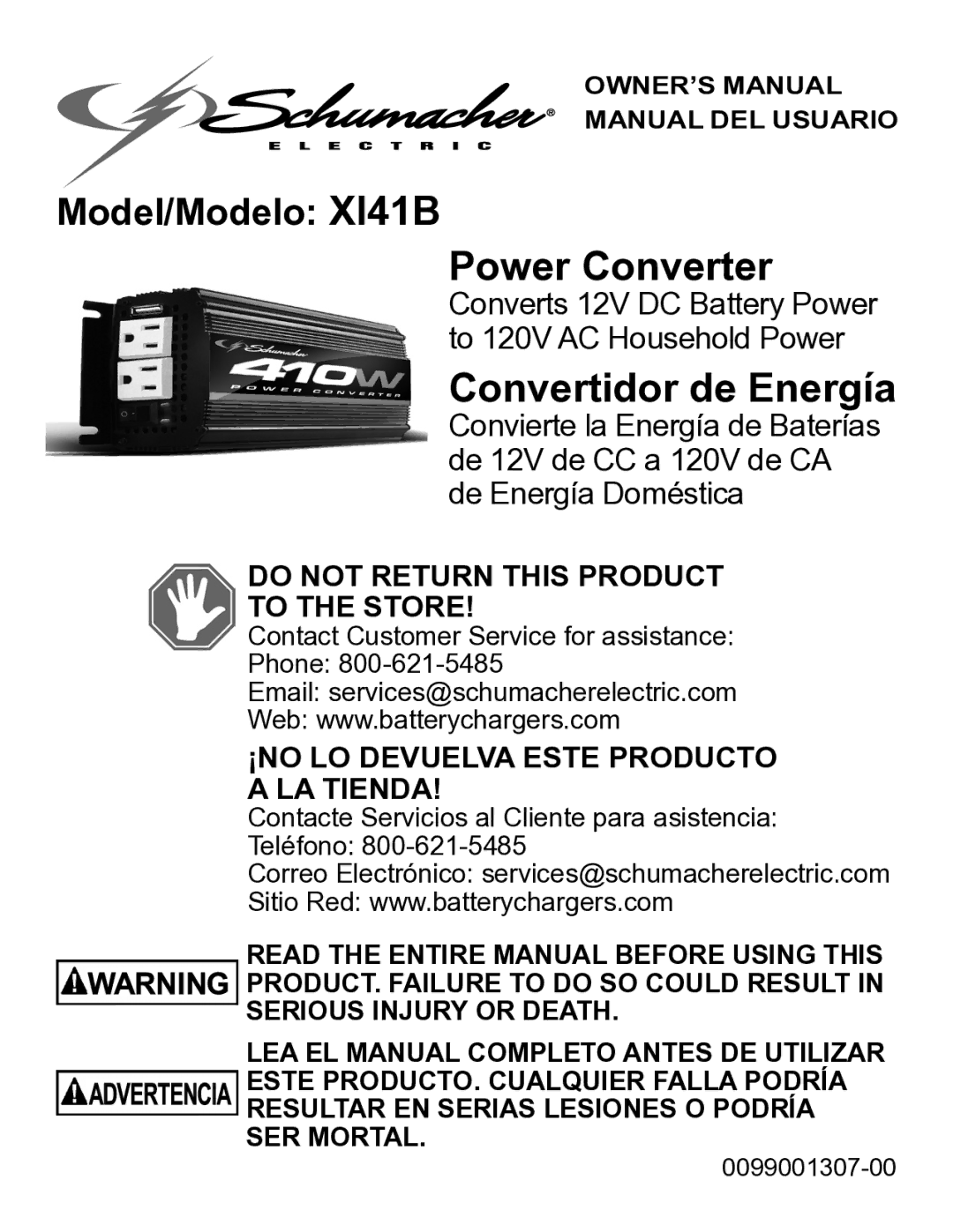 Schumacher X141B owner manual Convertidor de Energía, Manual DEL Usuario 