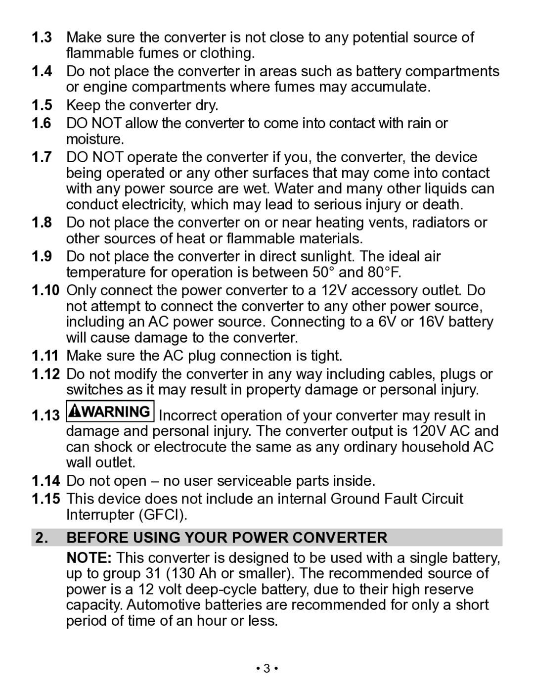 Schumacher X141B owner manual Before Using Your Power Converter 