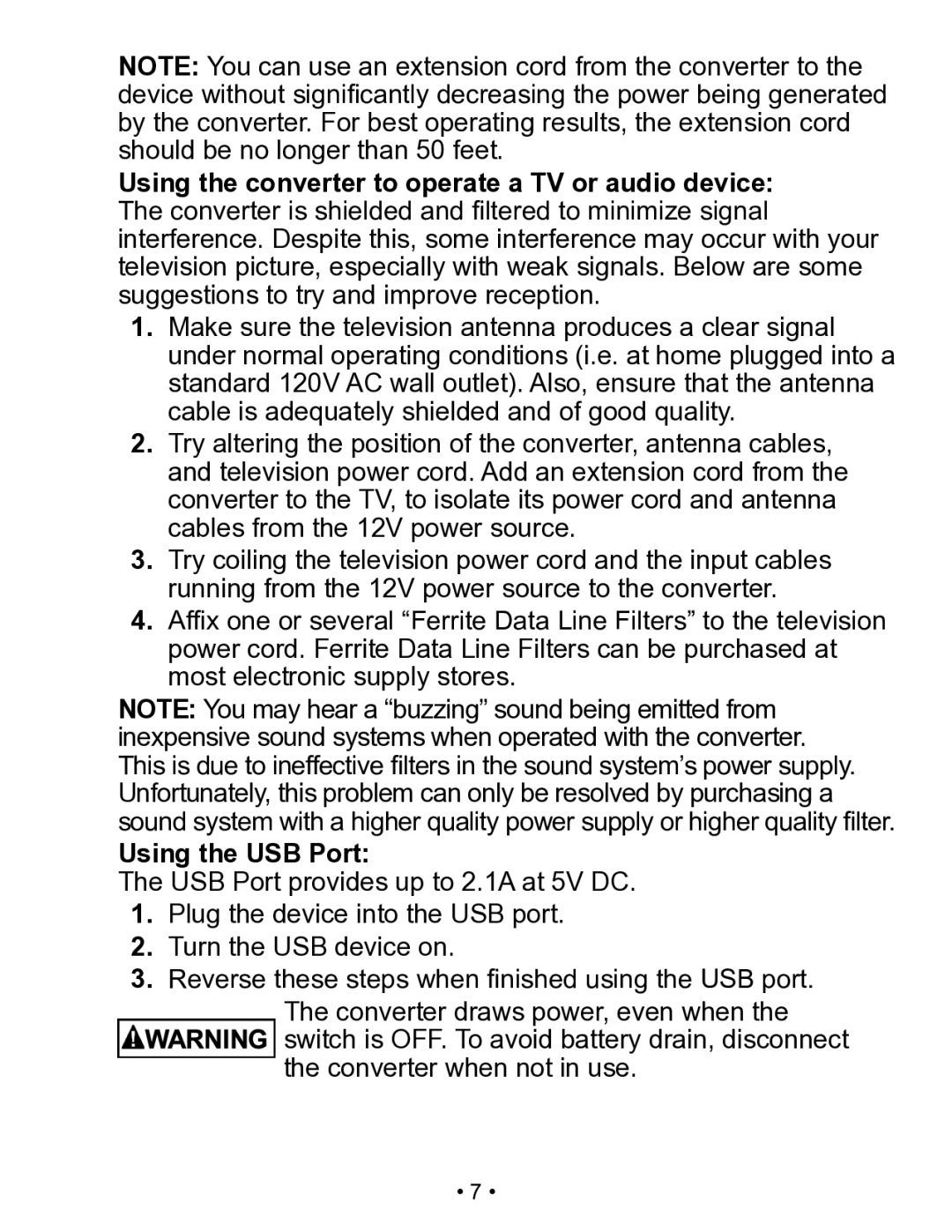 Schumacher X141B owner manual Using the USB Port 