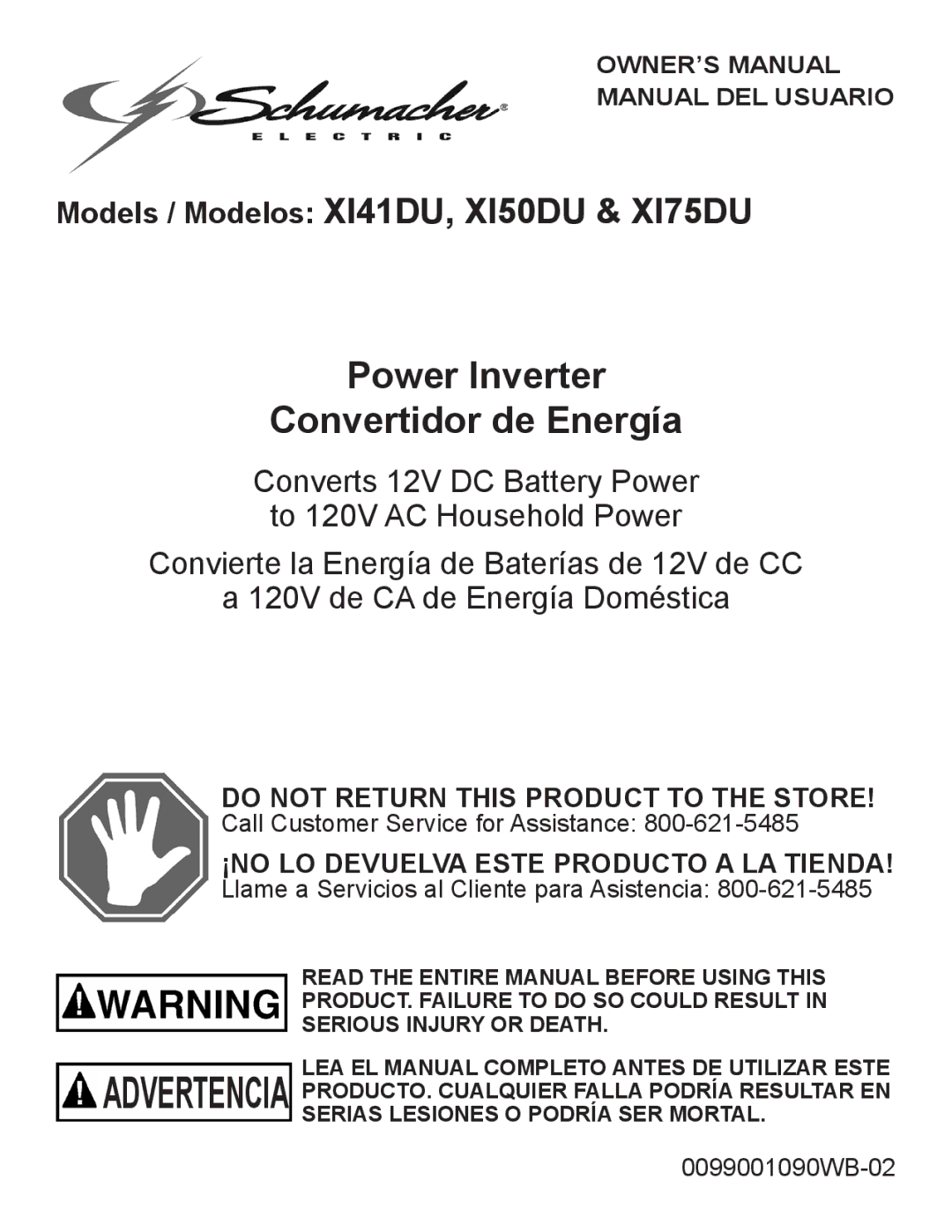 Schumacher XI41DU owner manual Power Inverter Convertidor de Energía 