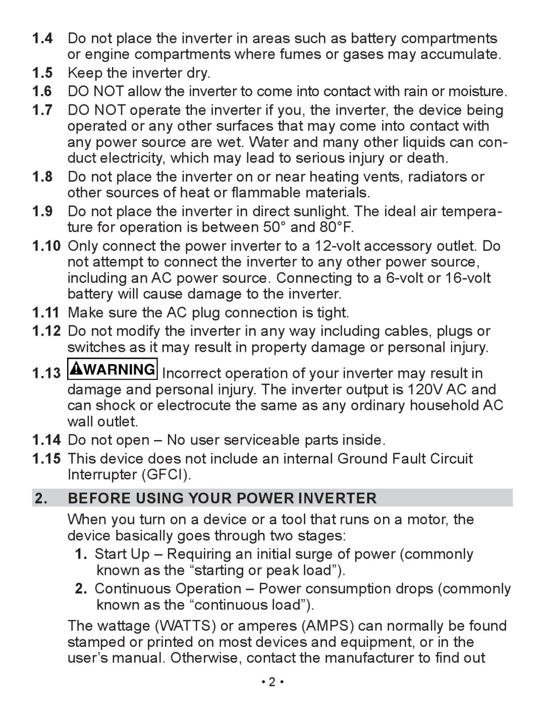 Schumacher XI41DU owner manual Before Using Your Power Inverter 