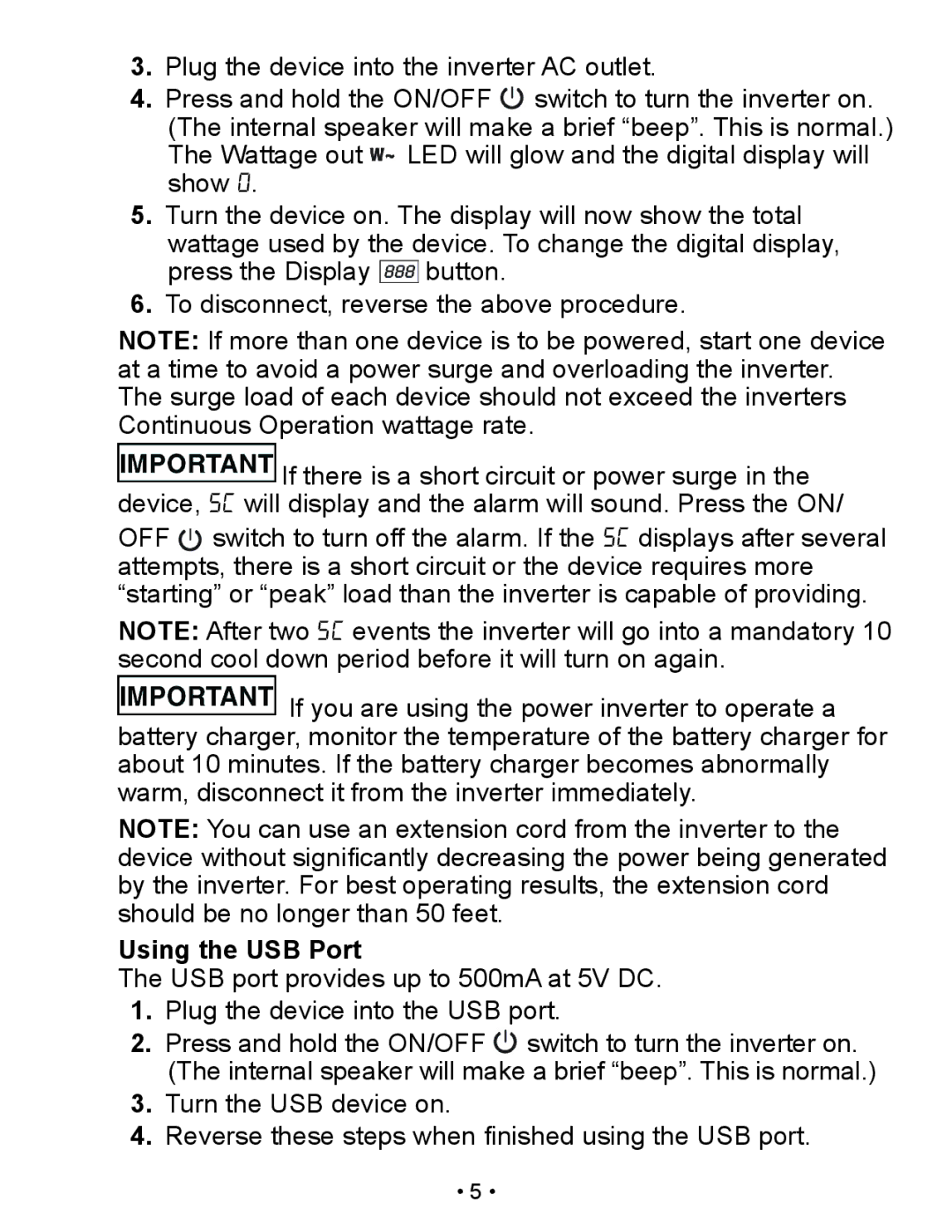 Schumacher XI41DU owner manual Using the USB Port 