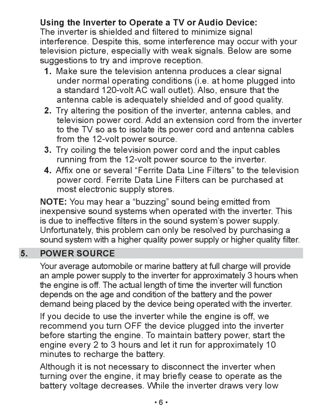 Schumacher XI41DU owner manual Power Source 