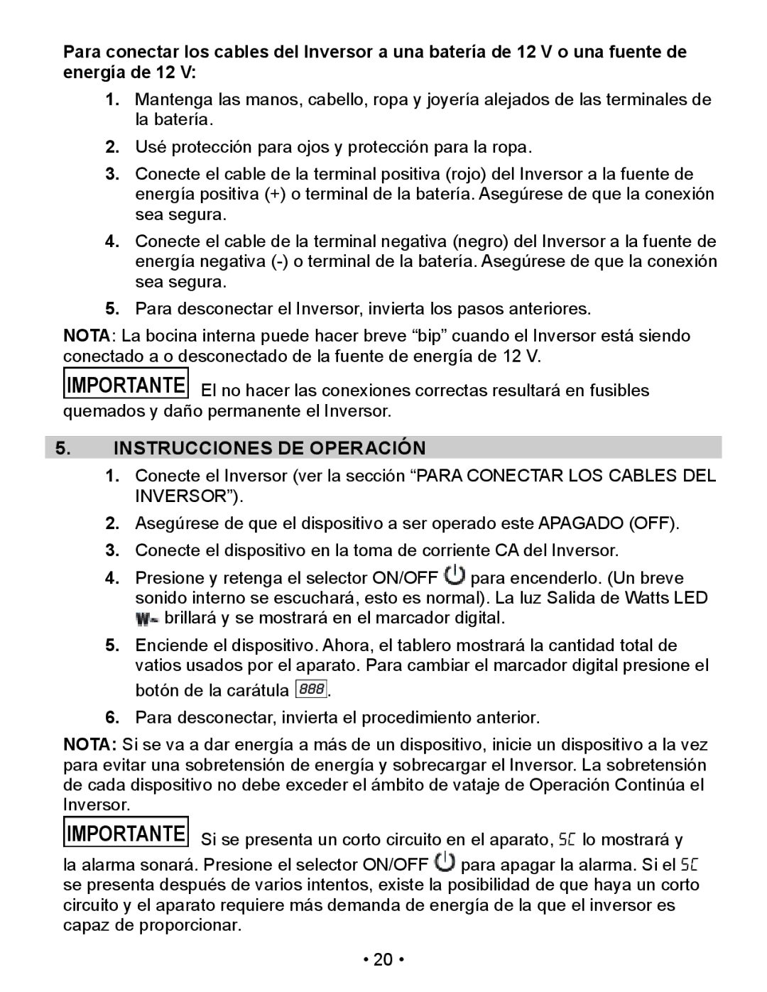 Schumacher XI41DU, XI75DU, XI50DU owner manual Instrucciones DE Operación 