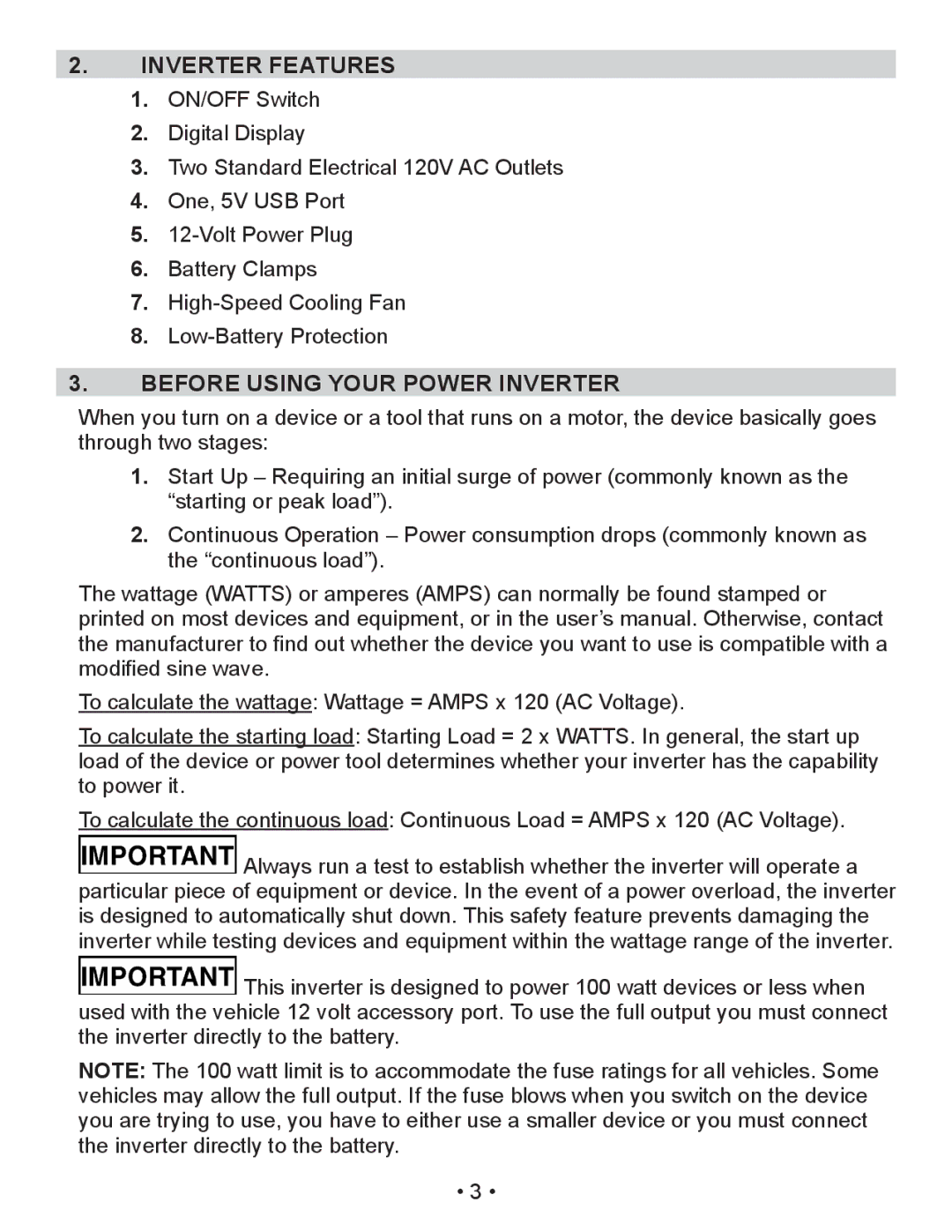 Schumacher XI75DU, XI50DU, XI41DU owner manual Inverter Features, Before Using Your Power Inverter 