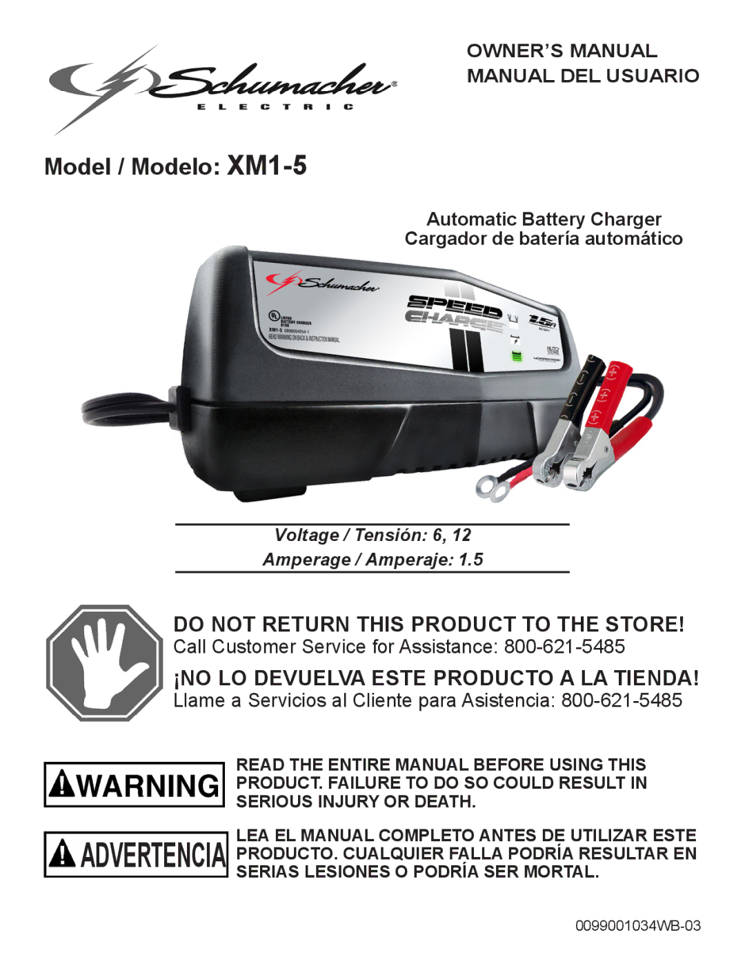 Schumacher owner manual Model / Modelo XM1-5 