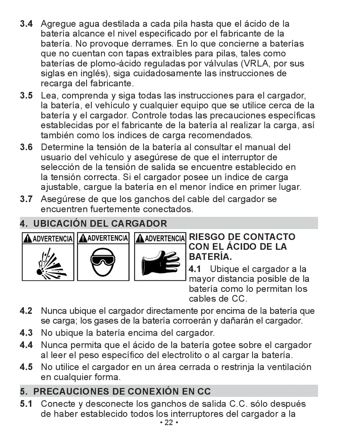 Schumacher XM1-5 owner manual Precauciones DE Conexión EN CC 