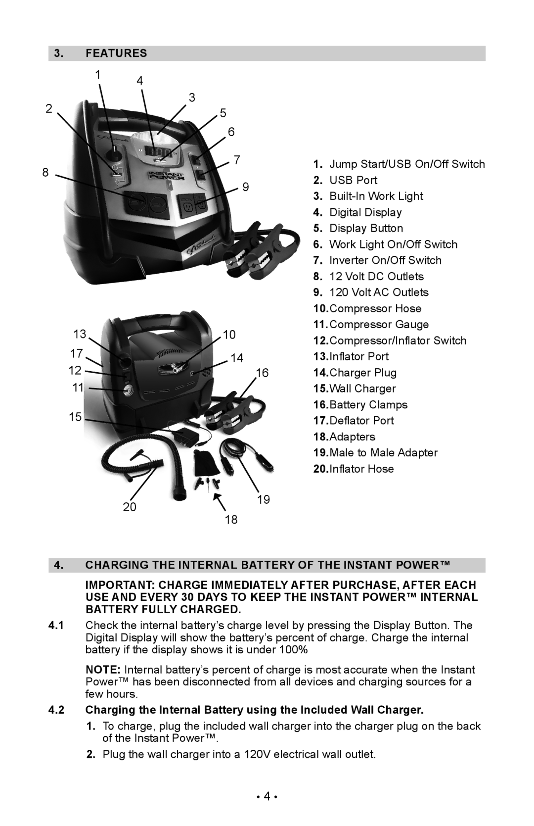 Schumacher XP2260 owner manual Features 