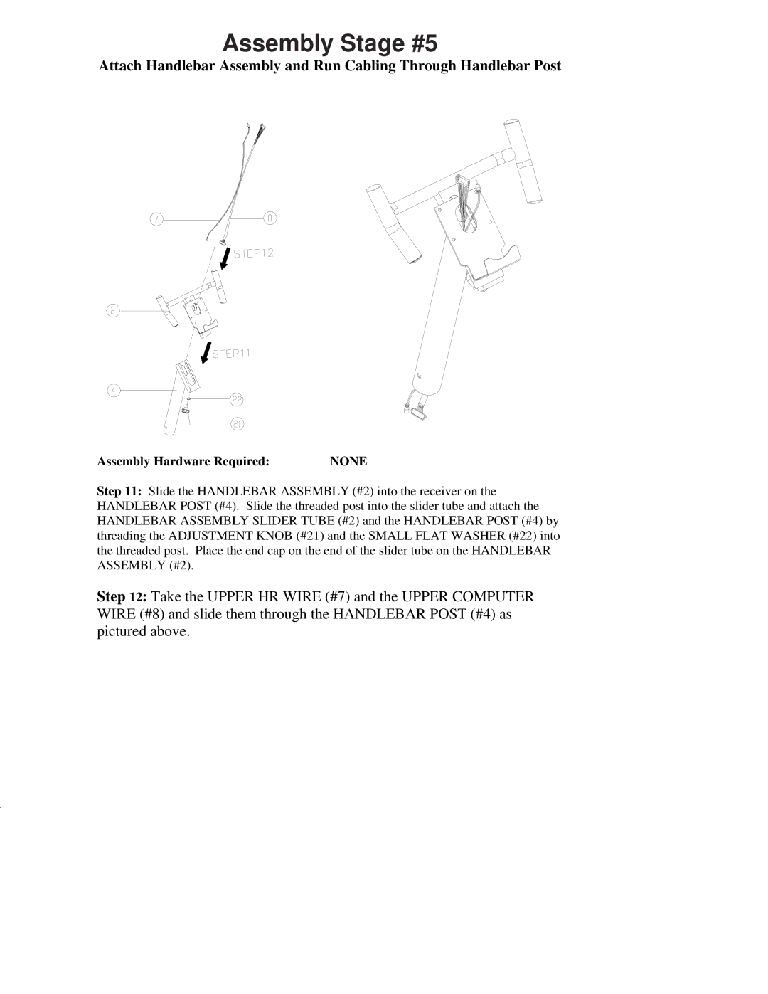 Schwinn 212 manual Assembly Stage #5, None 