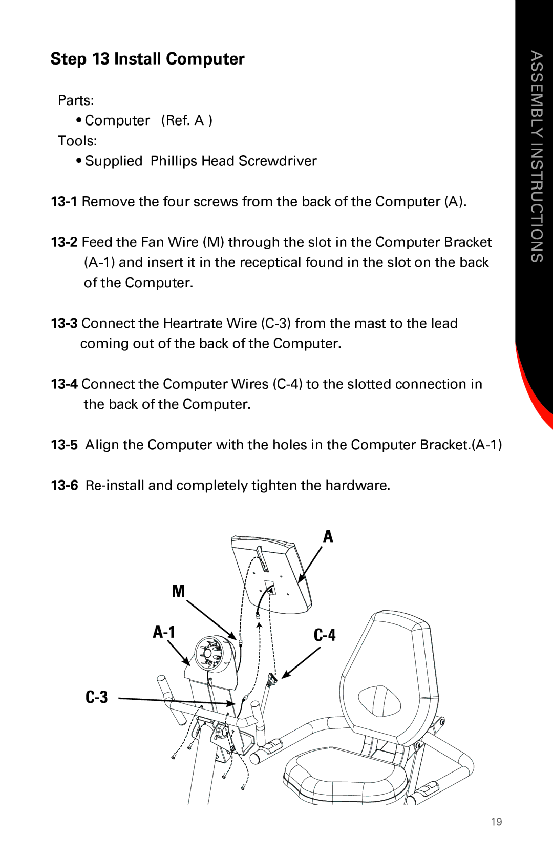 Schwinn 231 manual Install Computer, 1C-4 