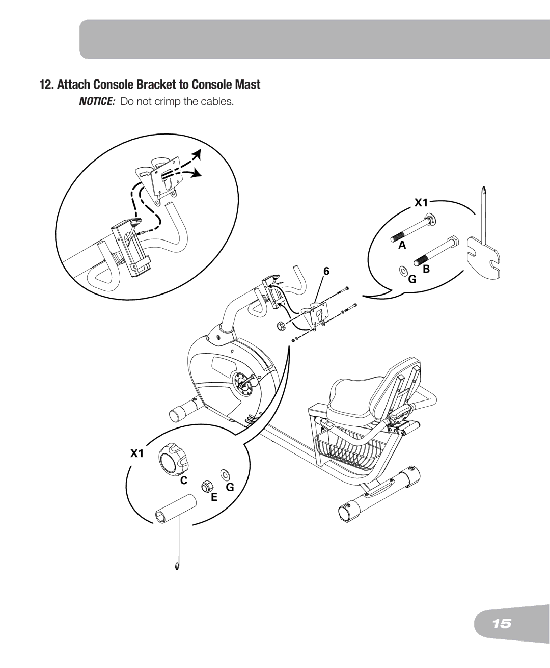 Schwinn 250 schwinn manual Attach Console Bracket to Console Mast 