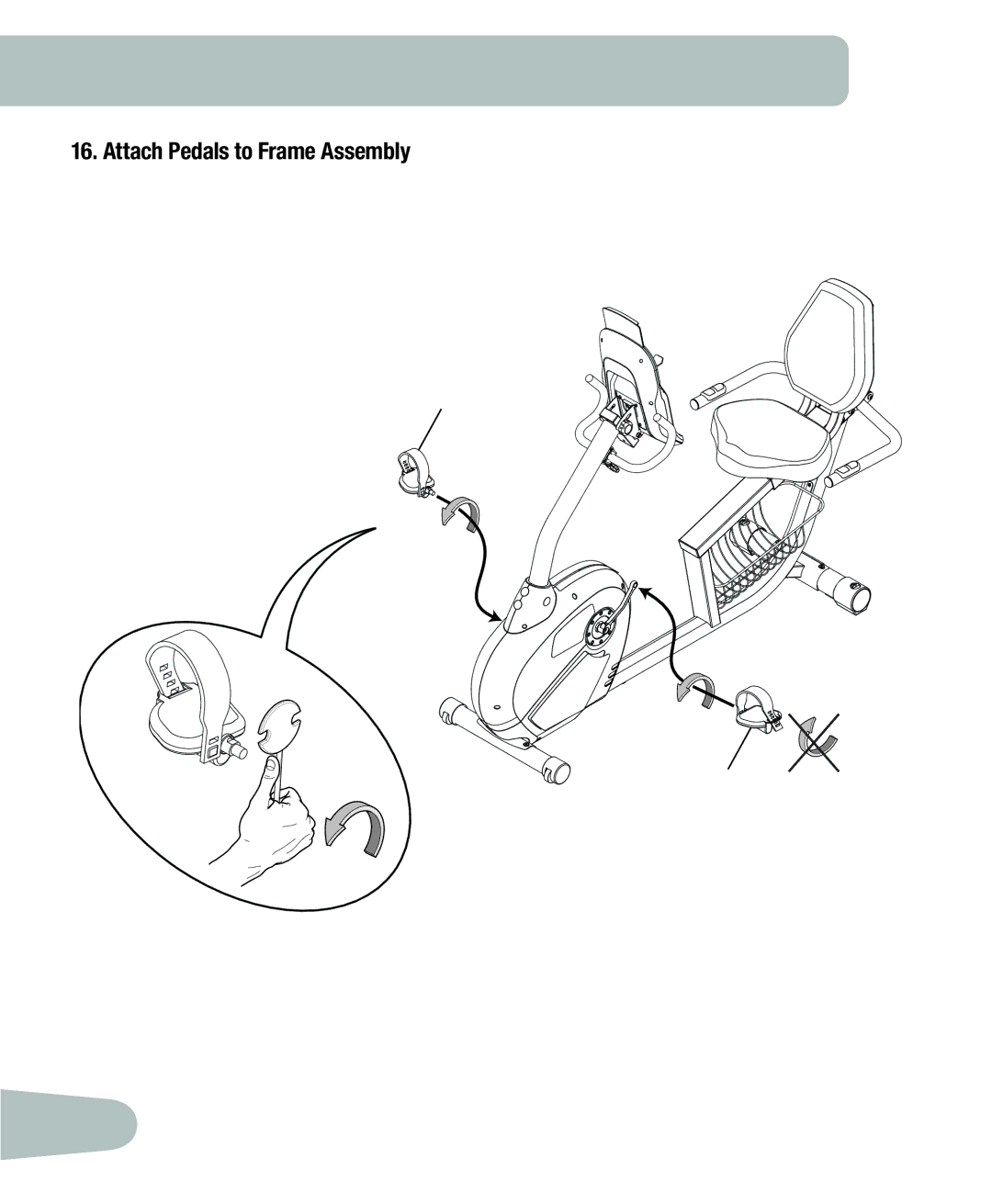 Schwinn 250 schwinn manual Attach Pedals to Frame Assembly 