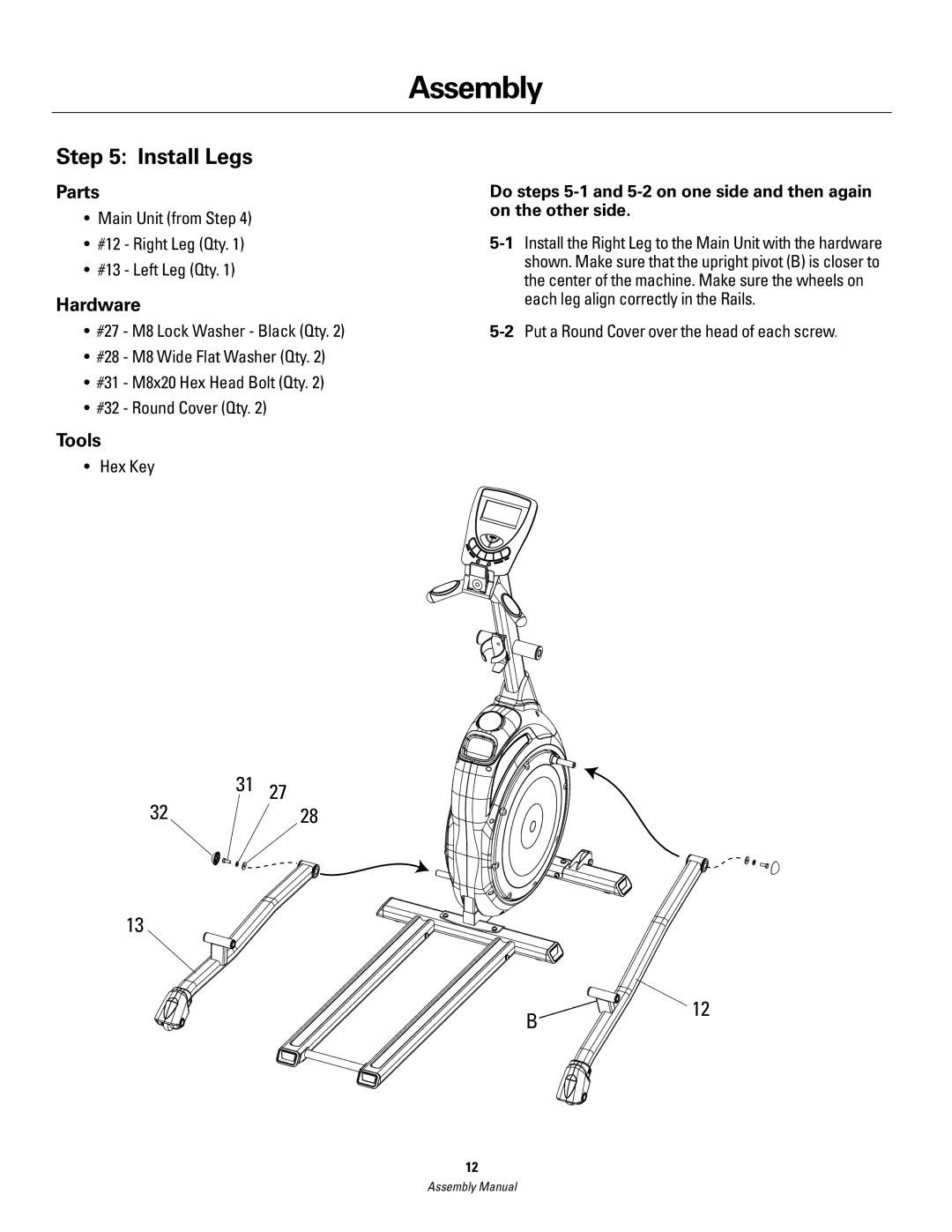 Schwinn 420 manual Install Legs 