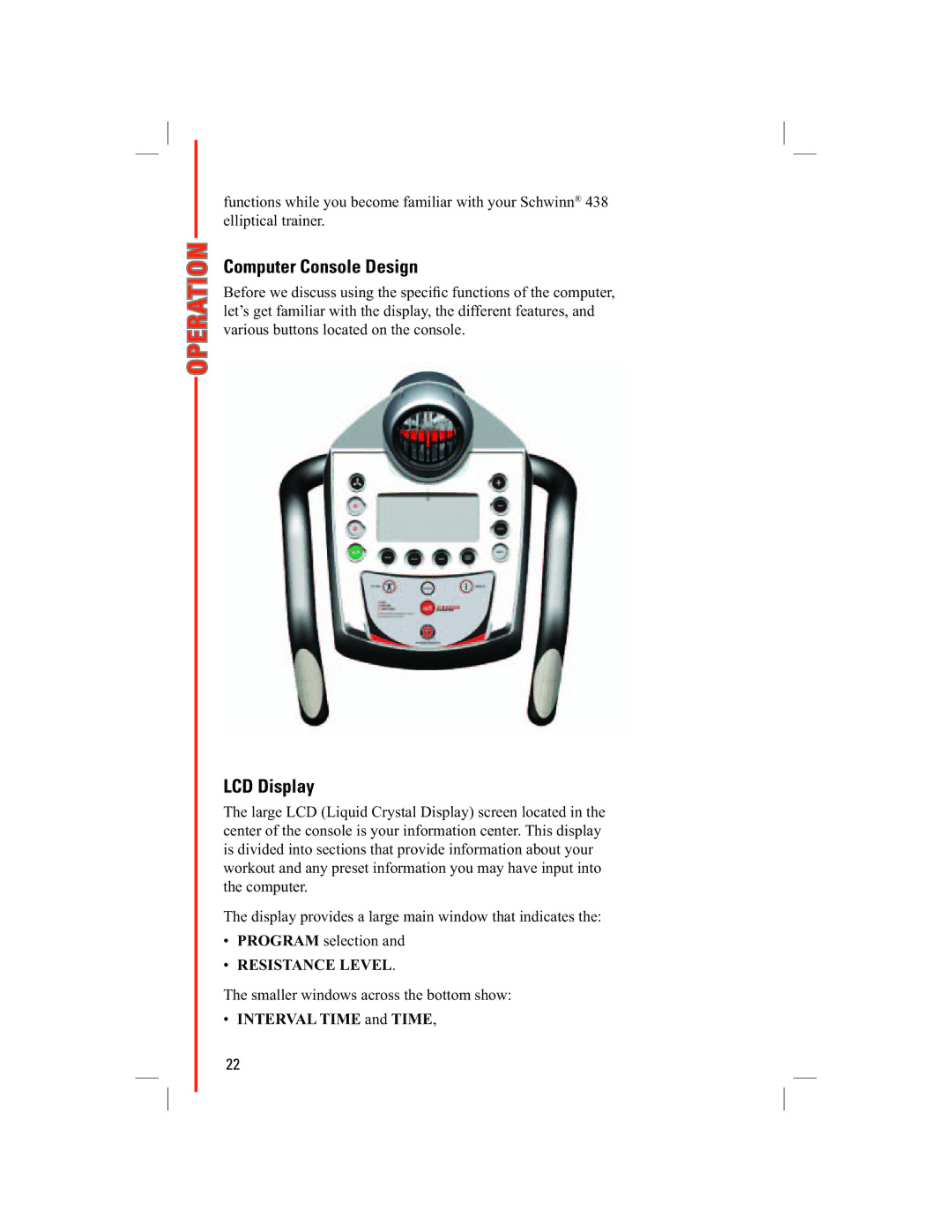 Schwinn 438 manual Computer Console Design, LCD Display 