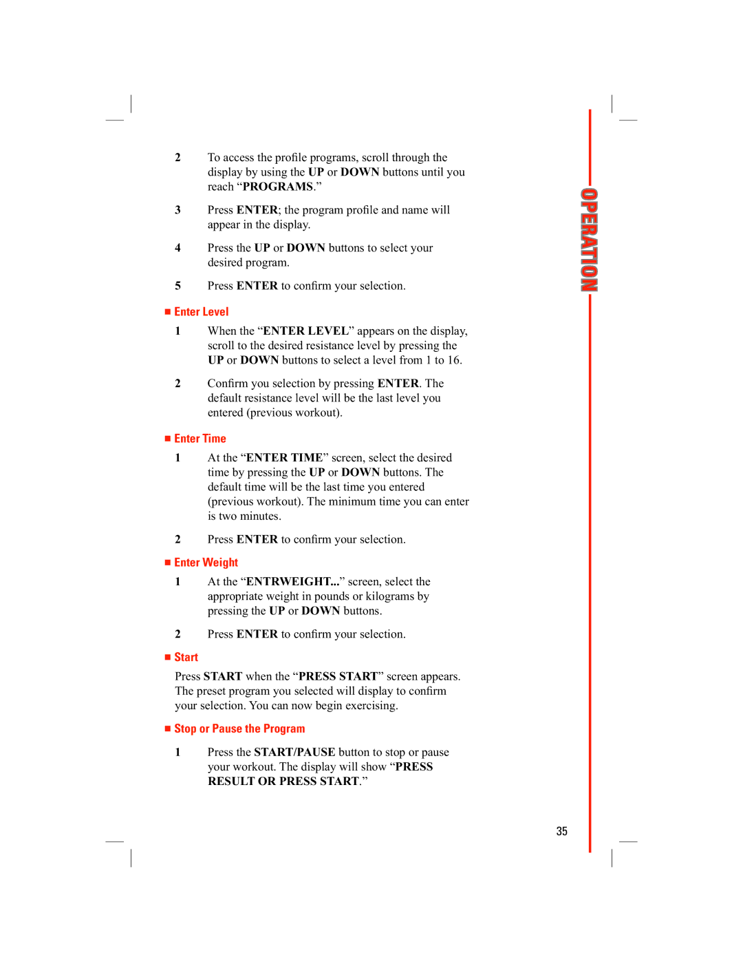 Schwinn 438 manual Operation 