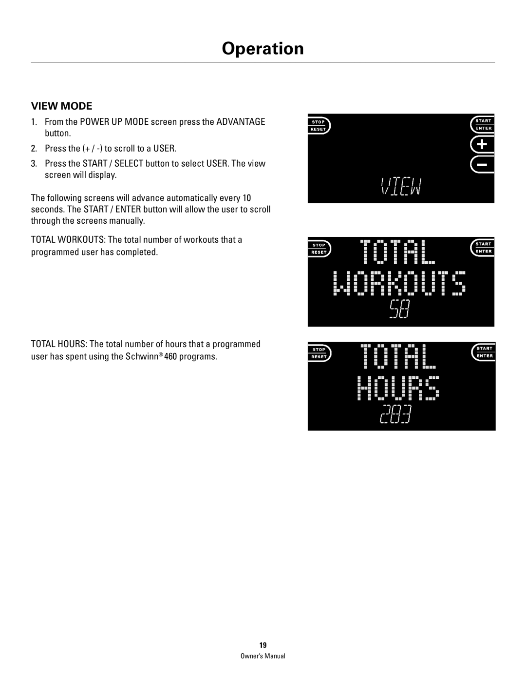 Schwinn 460 manual View Mode 