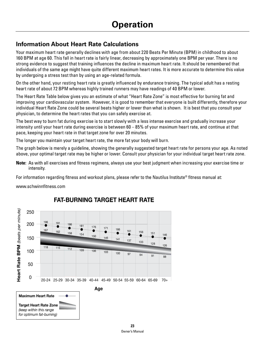 Schwinn 460 manual Information About Heart Rate Calculations, 452. !2%4%!2442!4% 