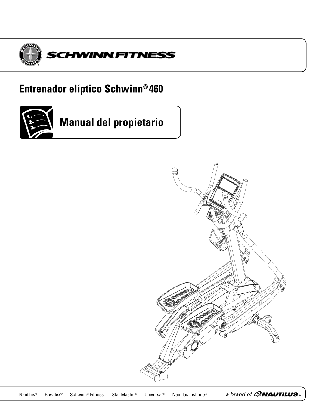 Schwinn 460 manual Manual del propietario, Entrenador elíptico Schwinn 