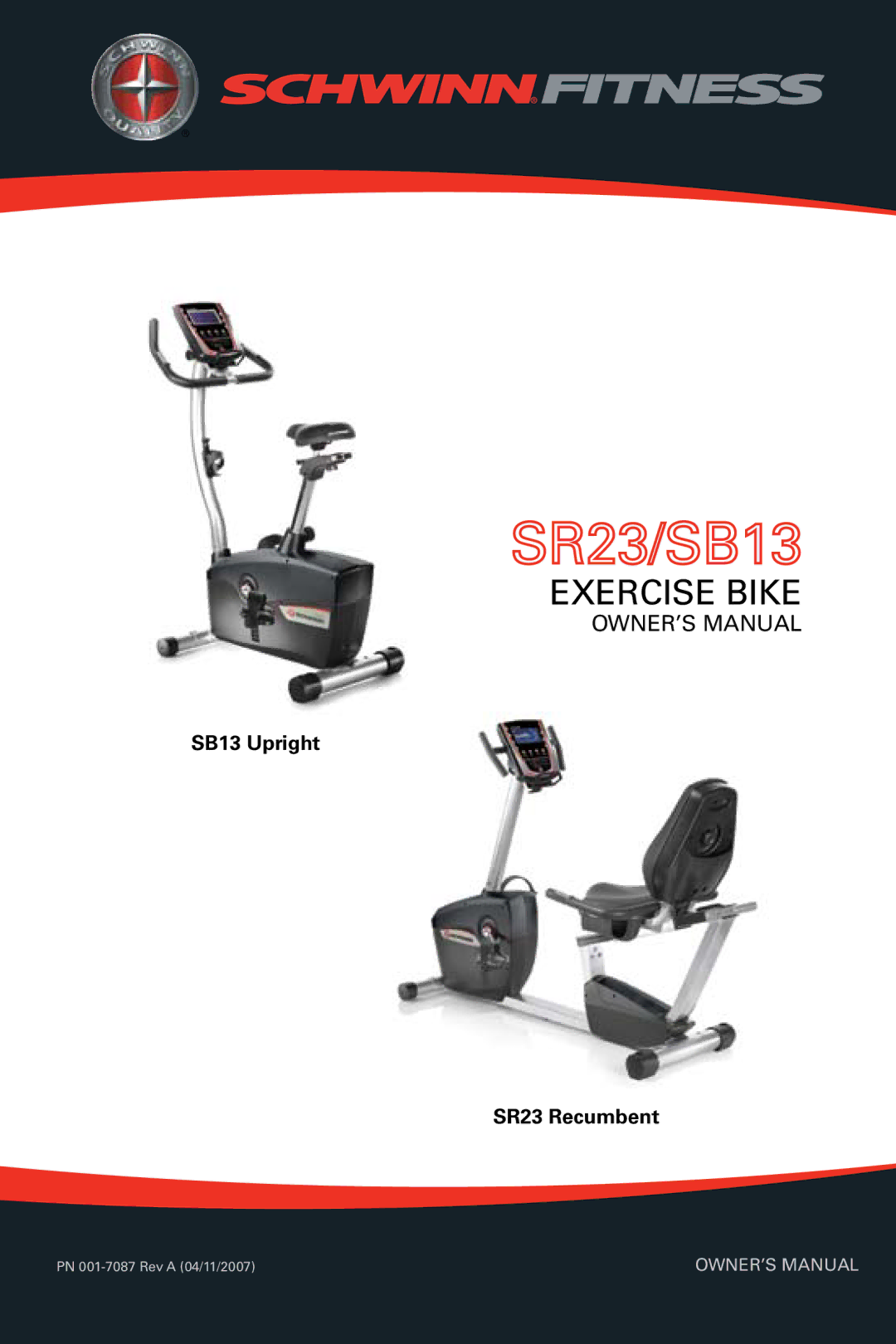 Schwinn SB13, SR23 manual Exercise bike 