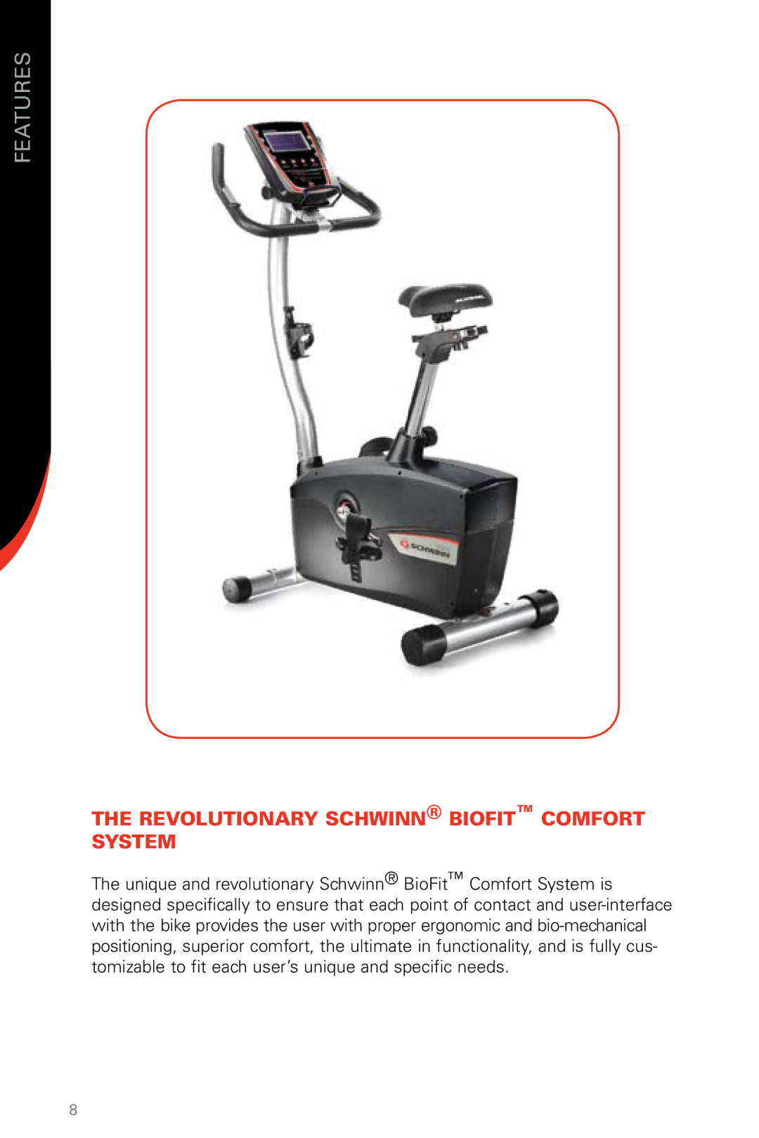 Schwinn SR23, SB13 manual Features, Revolutionary Schwinn BioFit Comfort System 