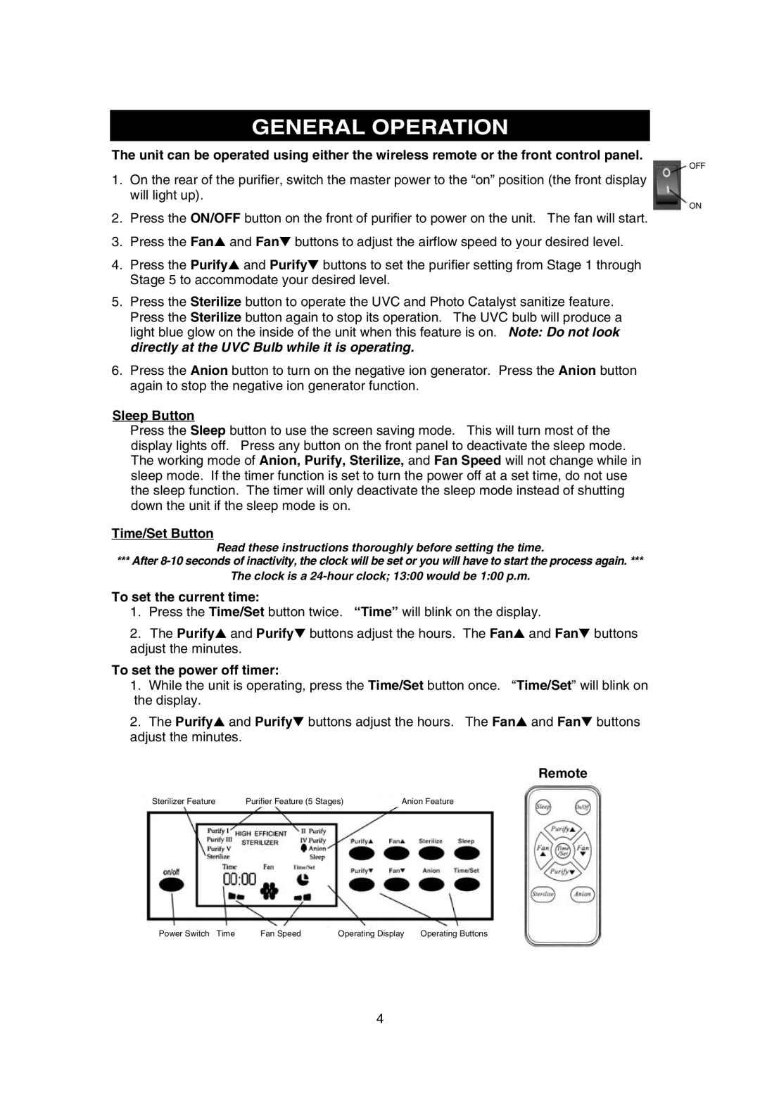 SCI Scandicrafts A2840/R manual Sleep Button, Time/Set Button, To set the current time, To set the power off timer, Remote 