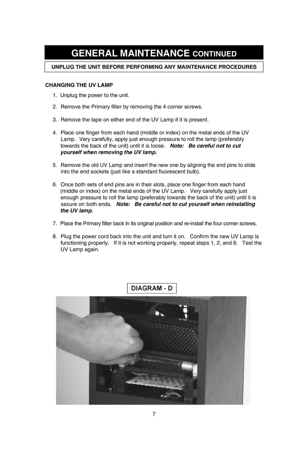 SCI Scandicrafts A2840/R manual General Maintenance 