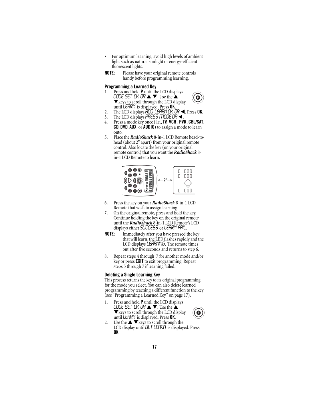 Scientific Atlanta 15-100 manual Programming a Learned Key, Deleting a Single Learning Key 