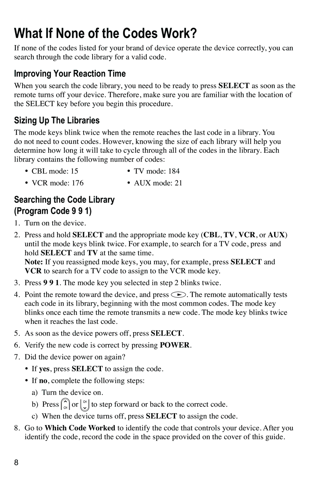 Scientific Atlanta AT8400 manual What If None of the Codes Work?, Improving Your Reaction Time, Sizing Up The Libraries 