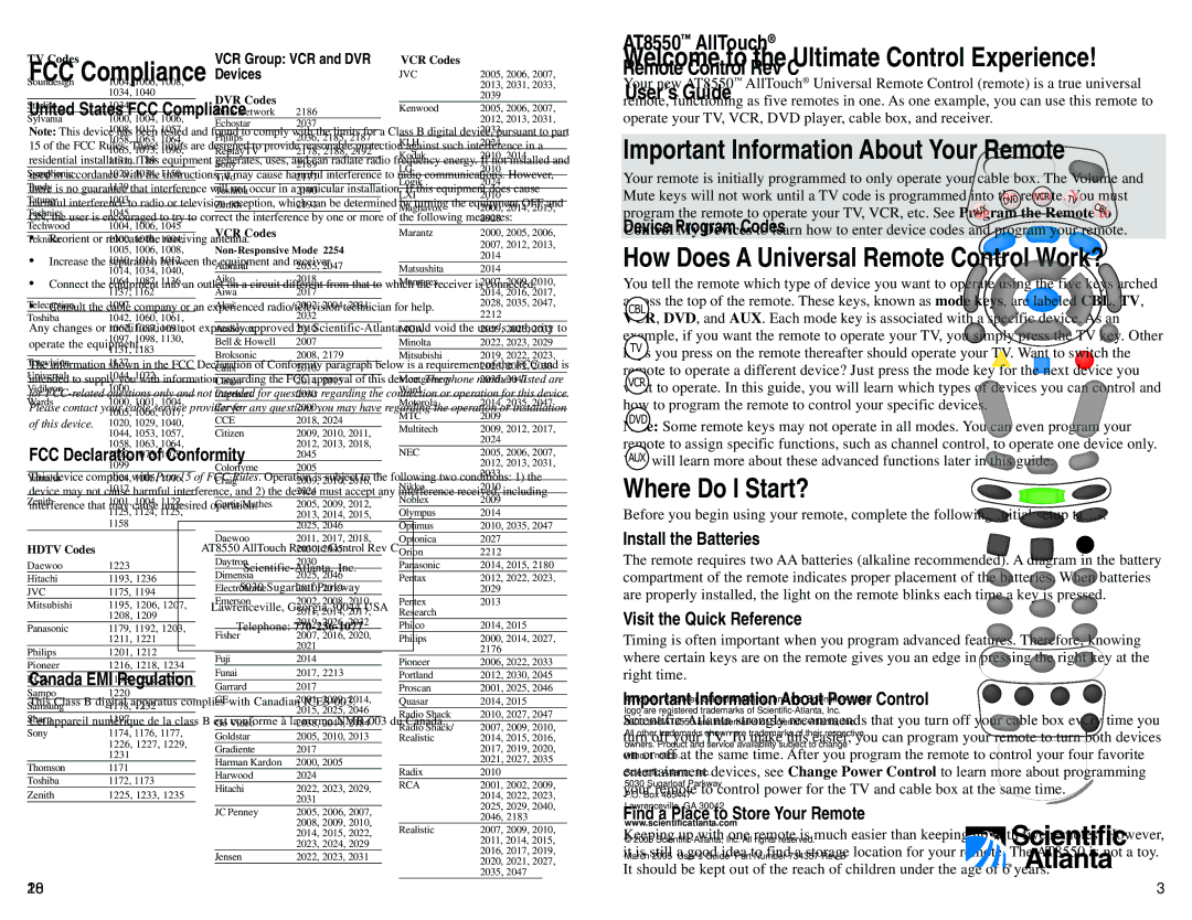 Scientific Atlanta AT8550 manual Important Information About Your Remote, Where Do I Start? 